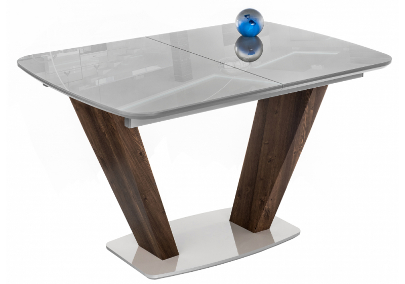 Стол стеклянный Петир серый / орех кантри (80x75). 