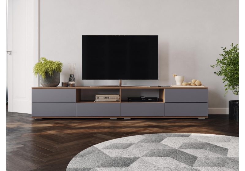 ТВ-тумба Маллоу дуб вотан / графит софт (240,2x47,3x43,6). 