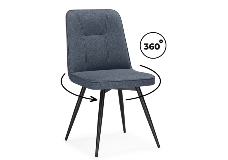 Стул на металлокаркасе Texas 3 поворотный синий / черный (46x57x86). 