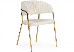Стул на металлокаркасе Kamelia белый / ткань золотые ножки