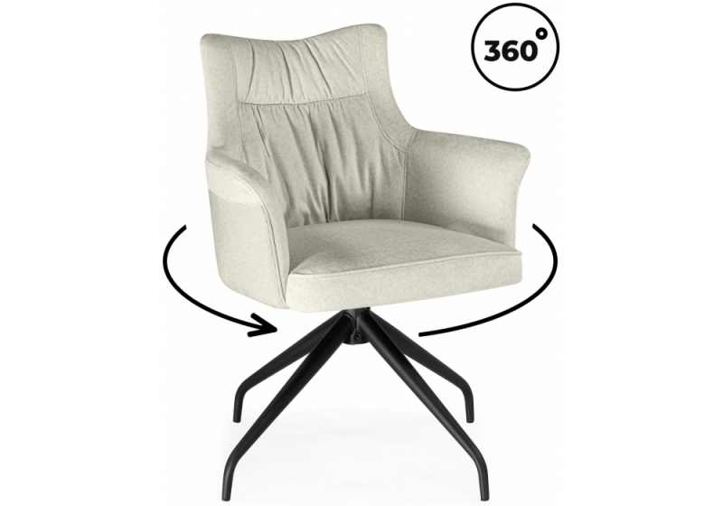 Стул на металлокаркасе Kaser 360 крутящийся ivory / black (66x58x84). 