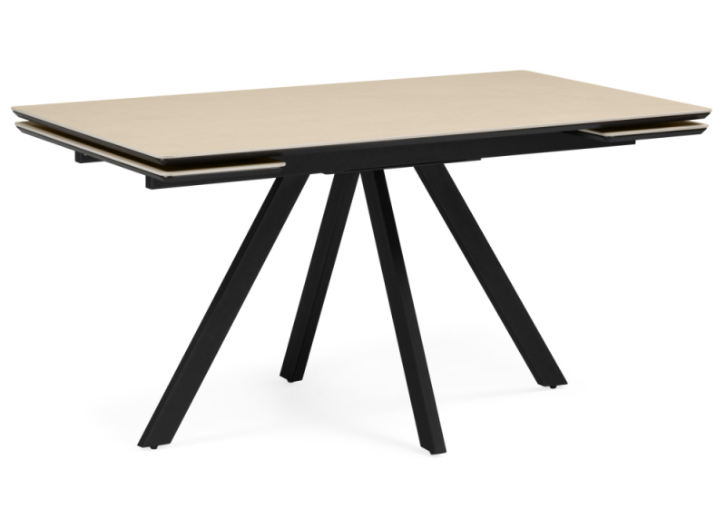 Керамический стол Вилли 120(180)х80 okara light yellow / черный (80x75). 