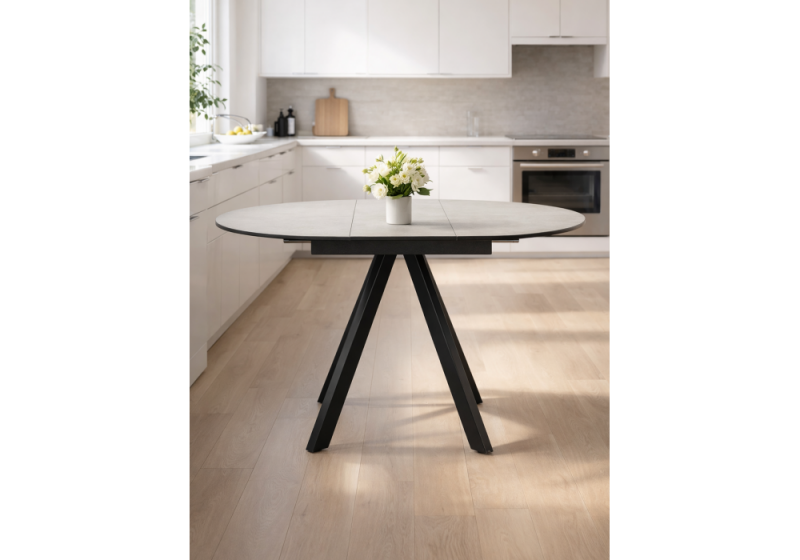Керамический стол Трейси 90 carmen light gray / черный (90x75)