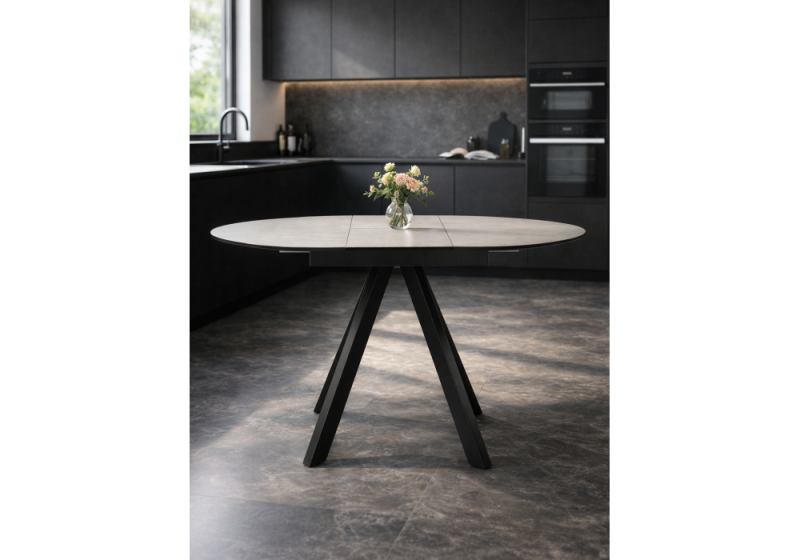 Керамический стол Трейси 90 carmen light gray / черный (90x75)