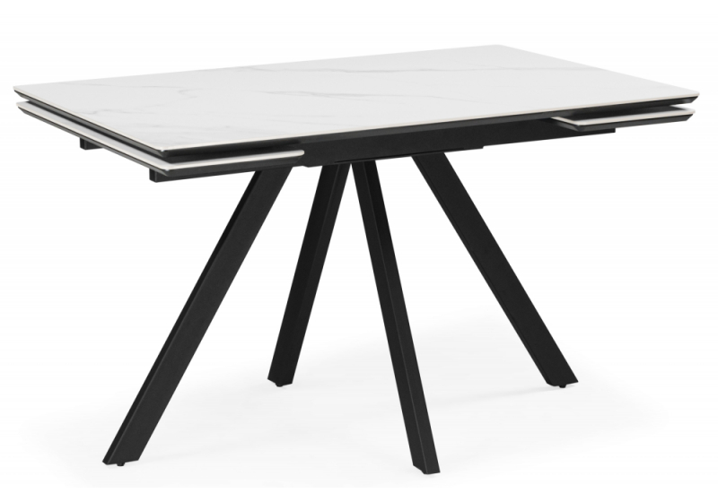 Керамический стол Вилли 120(180)х80 snow alpin white / черный (80x75). 