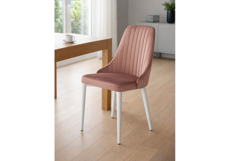 Стул на металлокаркасе Kora dark pink / white (47x57x89)
