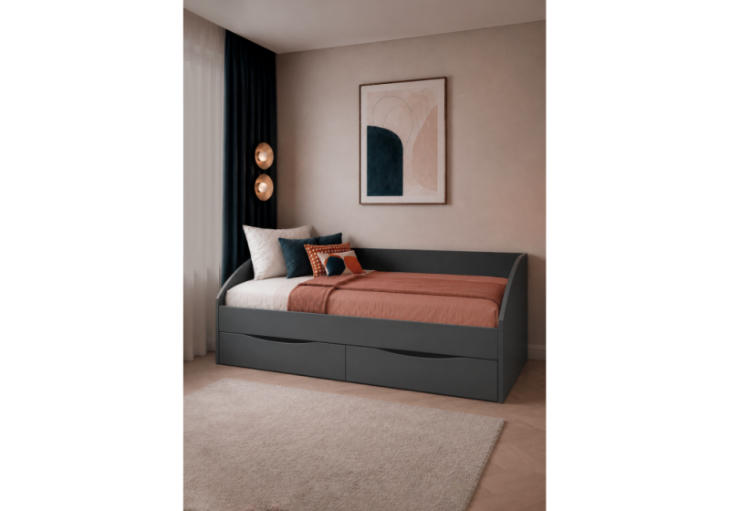Кровать Эриол 90x200 графит (95)