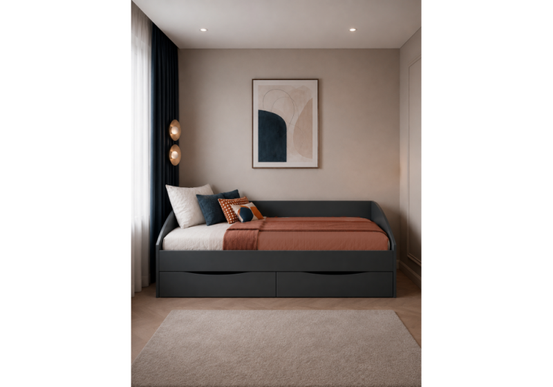 Кровать Эриол 90x200 графит (95)