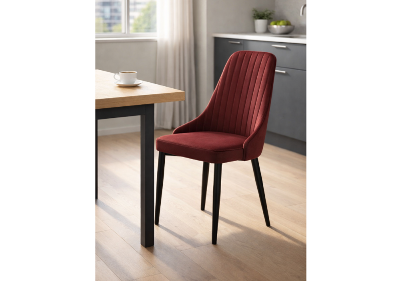 Стул на металлокаркасе Kora wine red / black (47x57x89)
