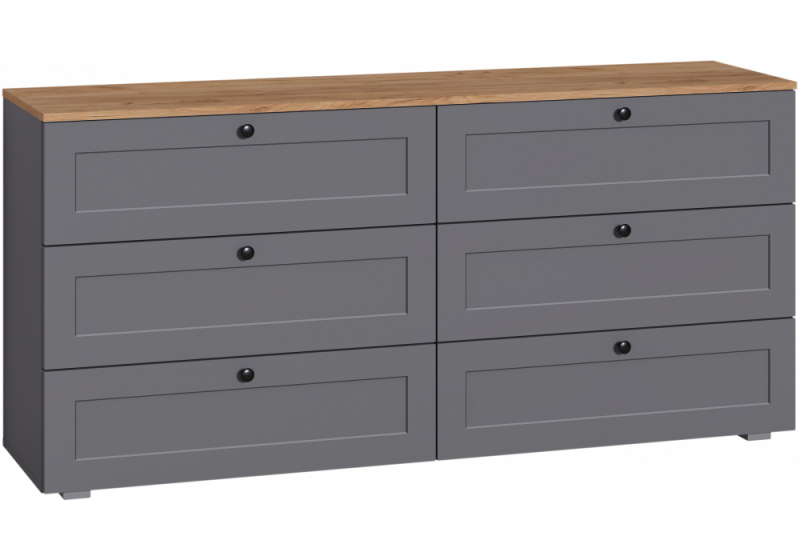 Комод Опра 16.240 серый графит / дуб золотой craft (160,1x41,9x75,4). 