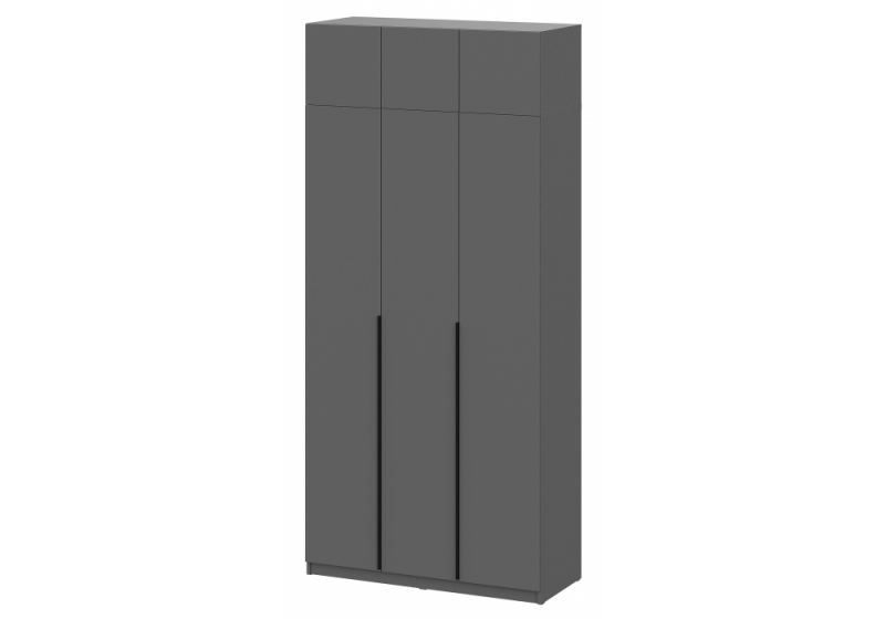Шкаф Даиго с антресолью графит серый текстурный комплектация 2 (120,1x50,6x260). 