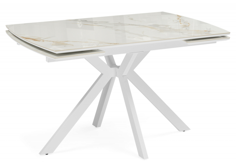 Керамический стол Катчел-2 120(180)x80 calacatta gold / белый (80x77). 
