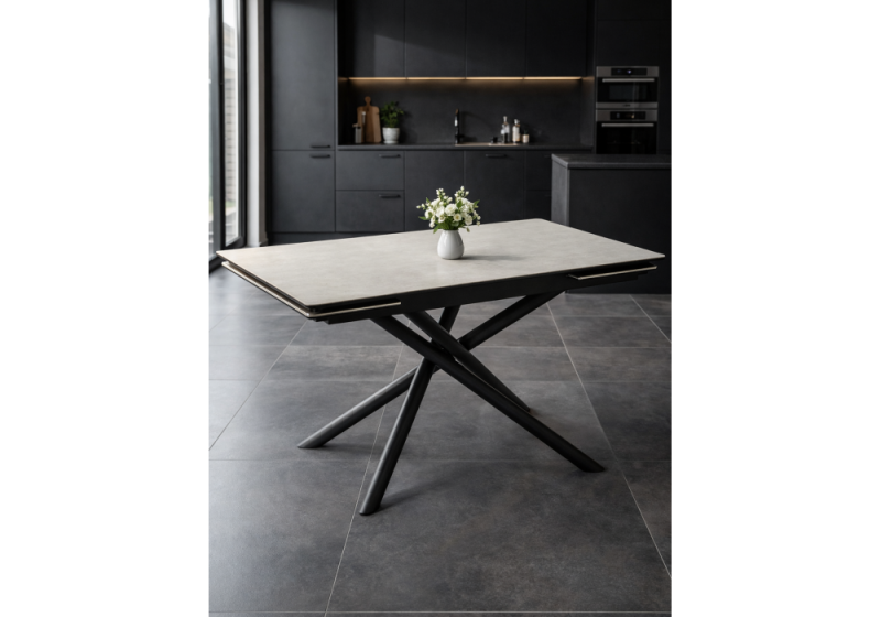 Керамический стол Мэриан 120(180)х80 carmen light grey / черный (80x75)