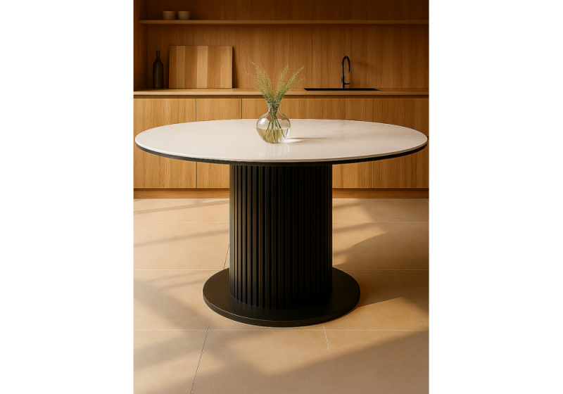 Стол стеклянный Фостер 120(160) белый / пленка черная / черный (120x76)