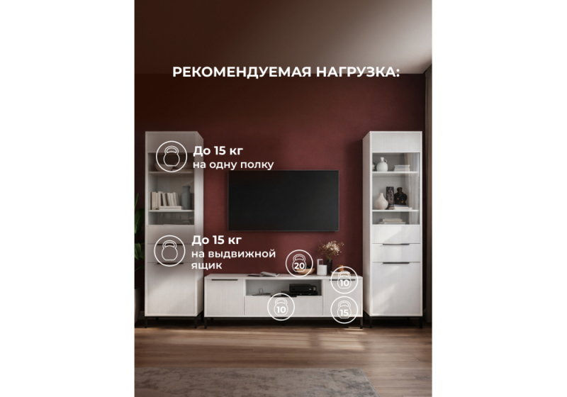 Готовая гостиная Иадама белый / белый глянец комплектация 7 (275x40,3x196)