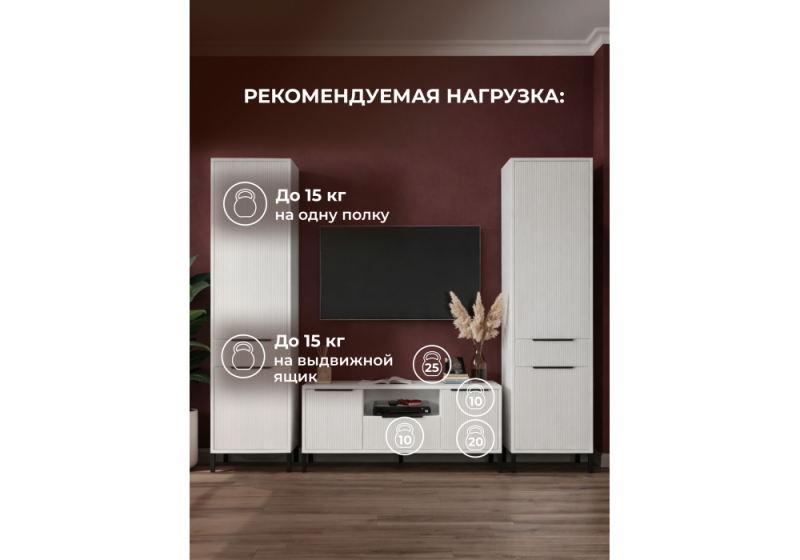 Готовая гостиная Иадама белый / белый глянец комплектация 8 (245x40,6x196)