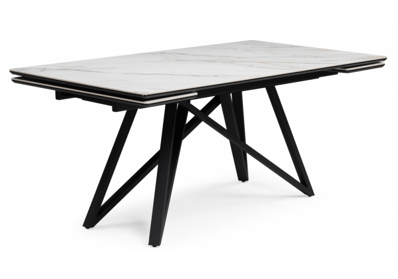 Керамический стол Вилсон 160(220)х89 белый gilt white / черный (89x75). 