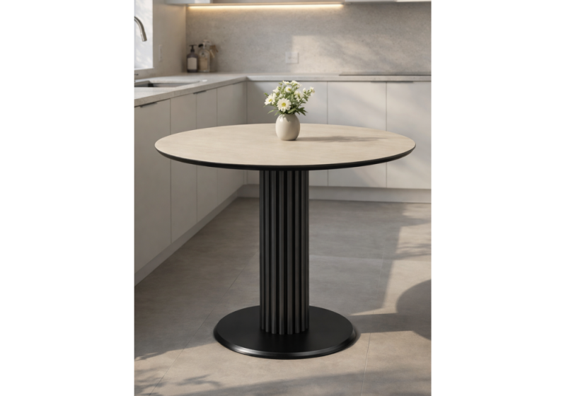 Керамический стол Кэмерон 90 okara light yellow / черный (90x75)